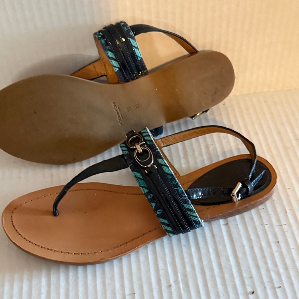 Coach Black and Teal Sandals